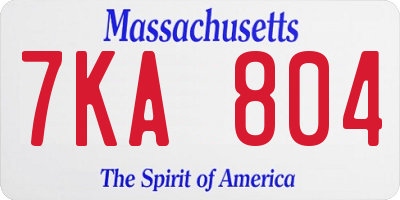 MA license plate 7KA804
