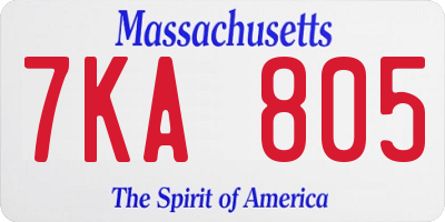 MA license plate 7KA805