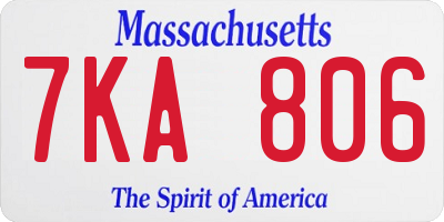 MA license plate 7KA806