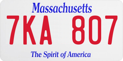 MA license plate 7KA807