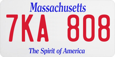 MA license plate 7KA808