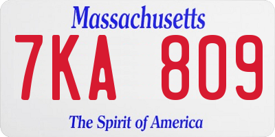 MA license plate 7KA809