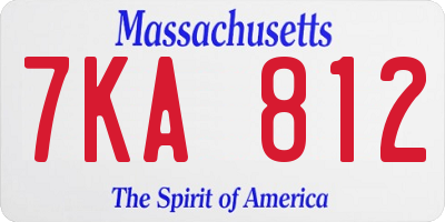 MA license plate 7KA812