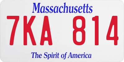 MA license plate 7KA814