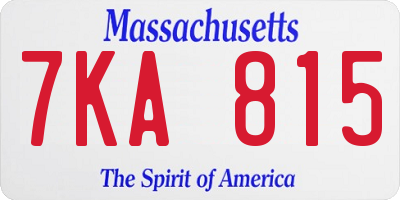 MA license plate 7KA815