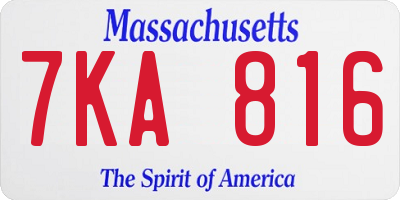 MA license plate 7KA816