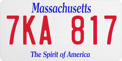 MA license plate 7KA817