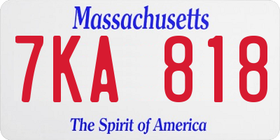 MA license plate 7KA818