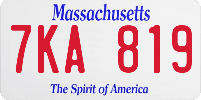 MA license plate 7KA819