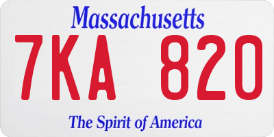 MA license plate 7KA820