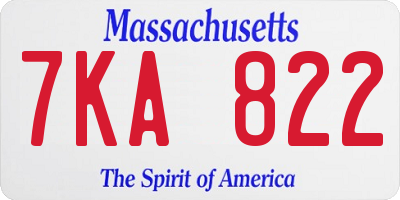 MA license plate 7KA822