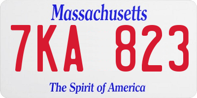 MA license plate 7KA823