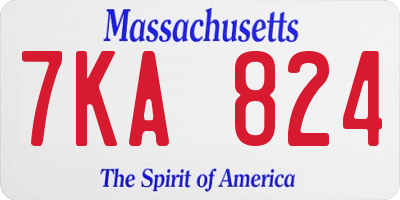 MA license plate 7KA824