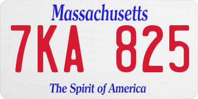 MA license plate 7KA825