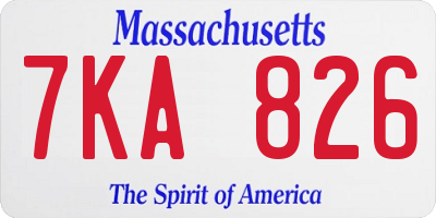 MA license plate 7KA826