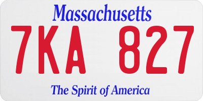 MA license plate 7KA827