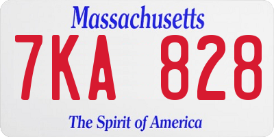 MA license plate 7KA828