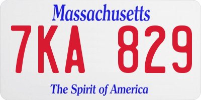 MA license plate 7KA829