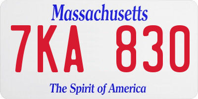 MA license plate 7KA830