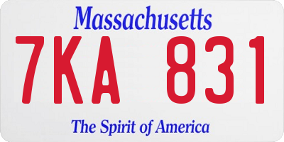 MA license plate 7KA831