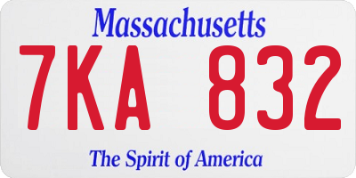 MA license plate 7KA832