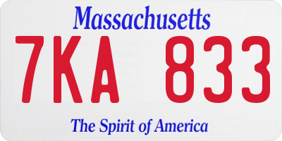 MA license plate 7KA833