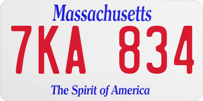 MA license plate 7KA834