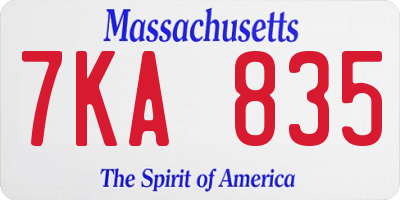 MA license plate 7KA835
