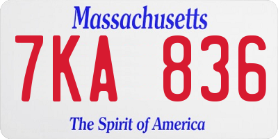 MA license plate 7KA836
