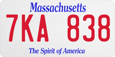 MA license plate 7KA838