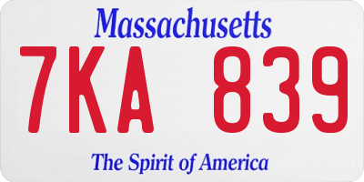 MA license plate 7KA839