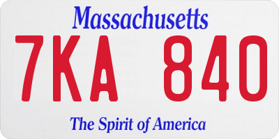 MA license plate 7KA840