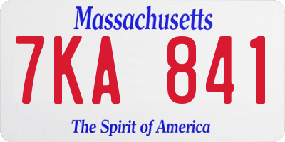 MA license plate 7KA841