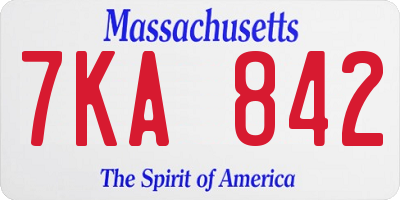 MA license plate 7KA842