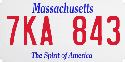 MA license plate 7KA843