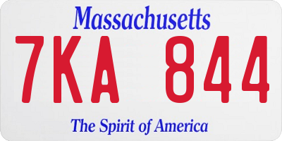 MA license plate 7KA844