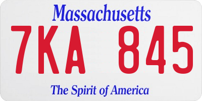 MA license plate 7KA845