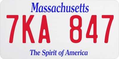 MA license plate 7KA847