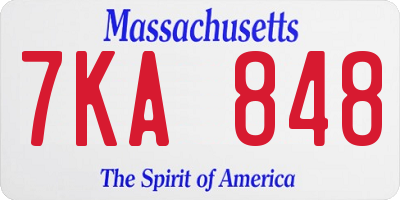 MA license plate 7KA848
