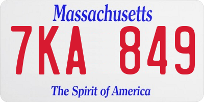 MA license plate 7KA849