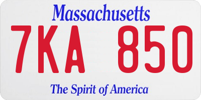 MA license plate 7KA850