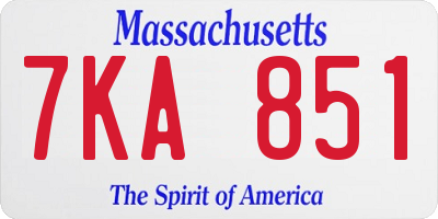 MA license plate 7KA851