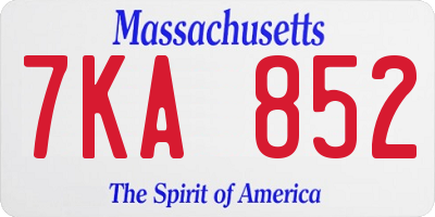 MA license plate 7KA852