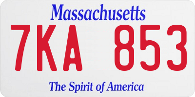 MA license plate 7KA853
