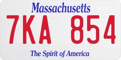 MA license plate 7KA854