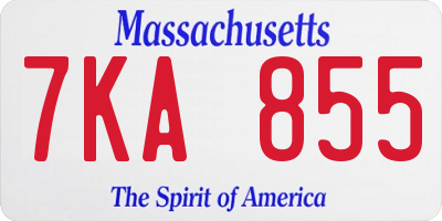 MA license plate 7KA855