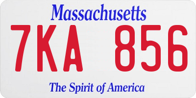 MA license plate 7KA856