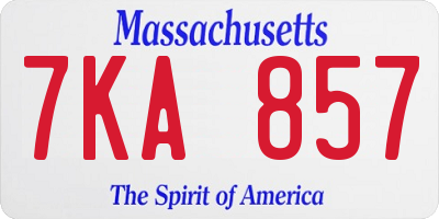 MA license plate 7KA857