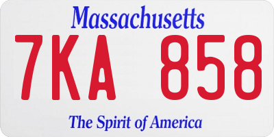 MA license plate 7KA858