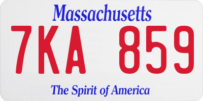 MA license plate 7KA859